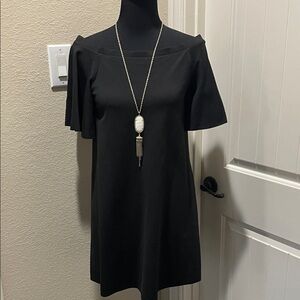 Zara Black Mini Dress with Flutter Sleeves